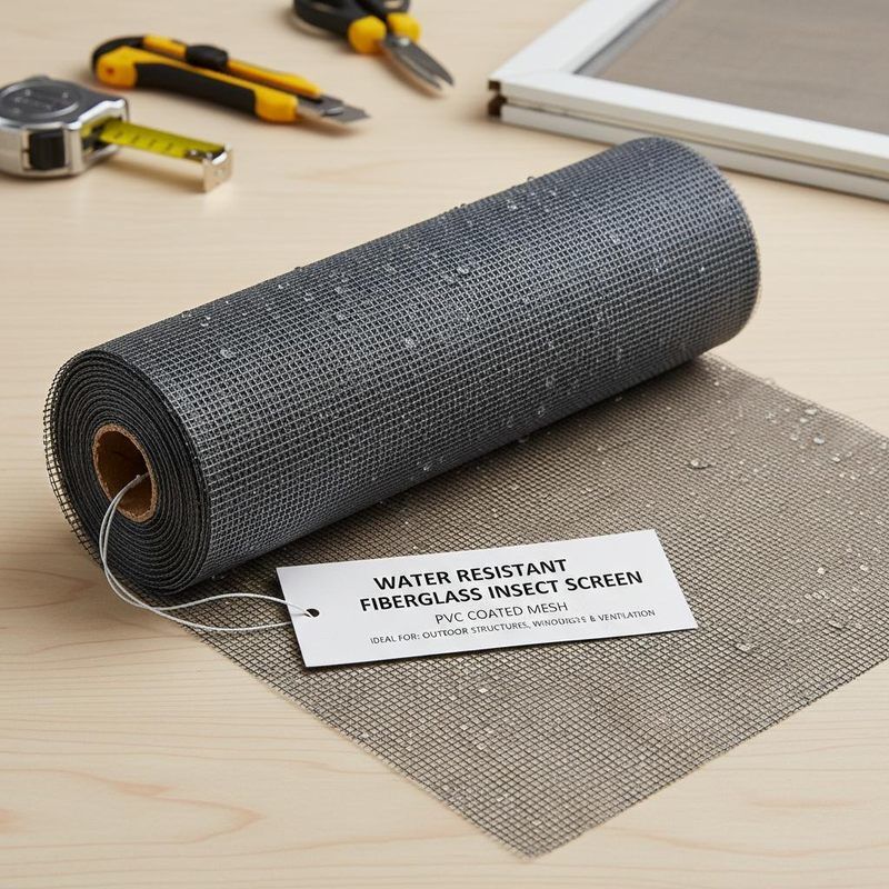 पानी प्रतिरोधी फाइबरग्लास कीट स्क्रीन पीवीसी लेपित जाल बाहरी संरचनाओं, खिड़कियों, दरवाजों और वेंटिलेशन छिद्रों के लिए आदर्श